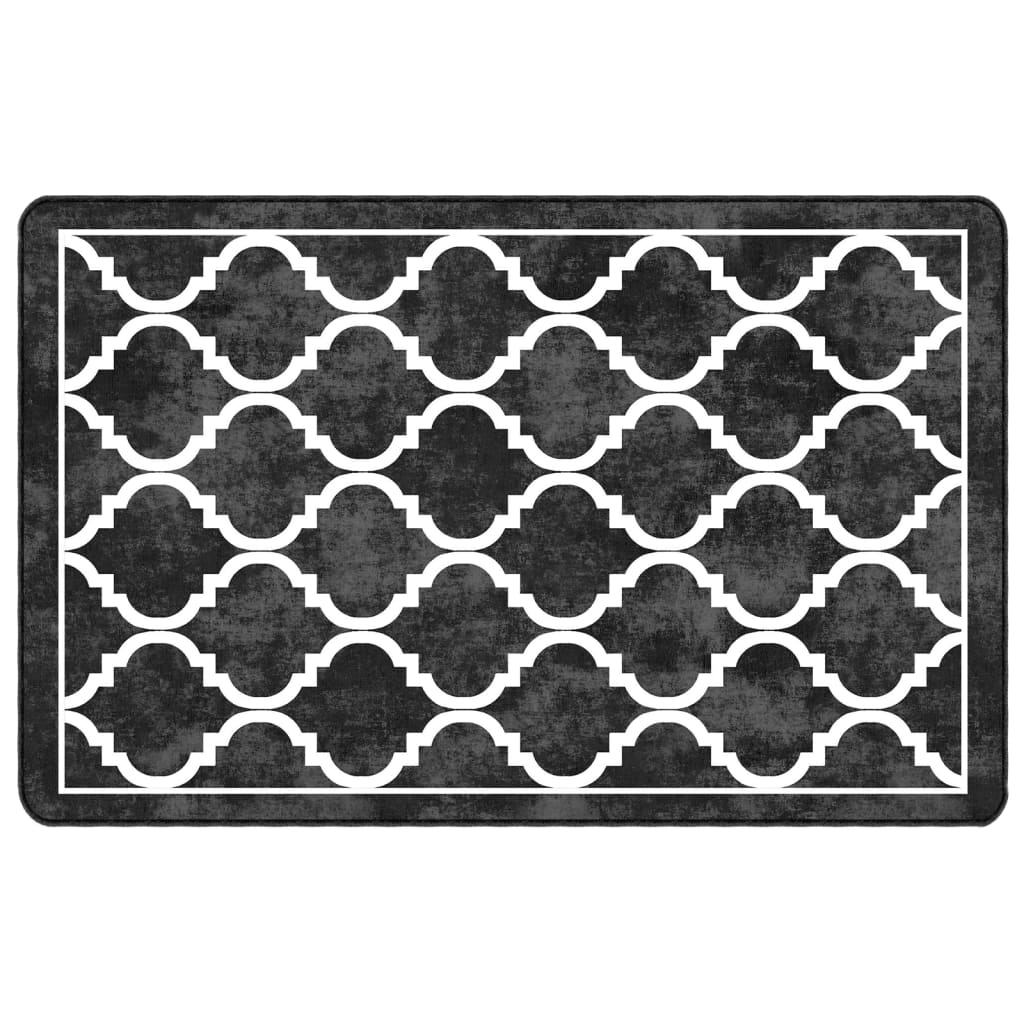 Tappeto Lavabile Nero e Bianco 190x300 cm Antiscivolo