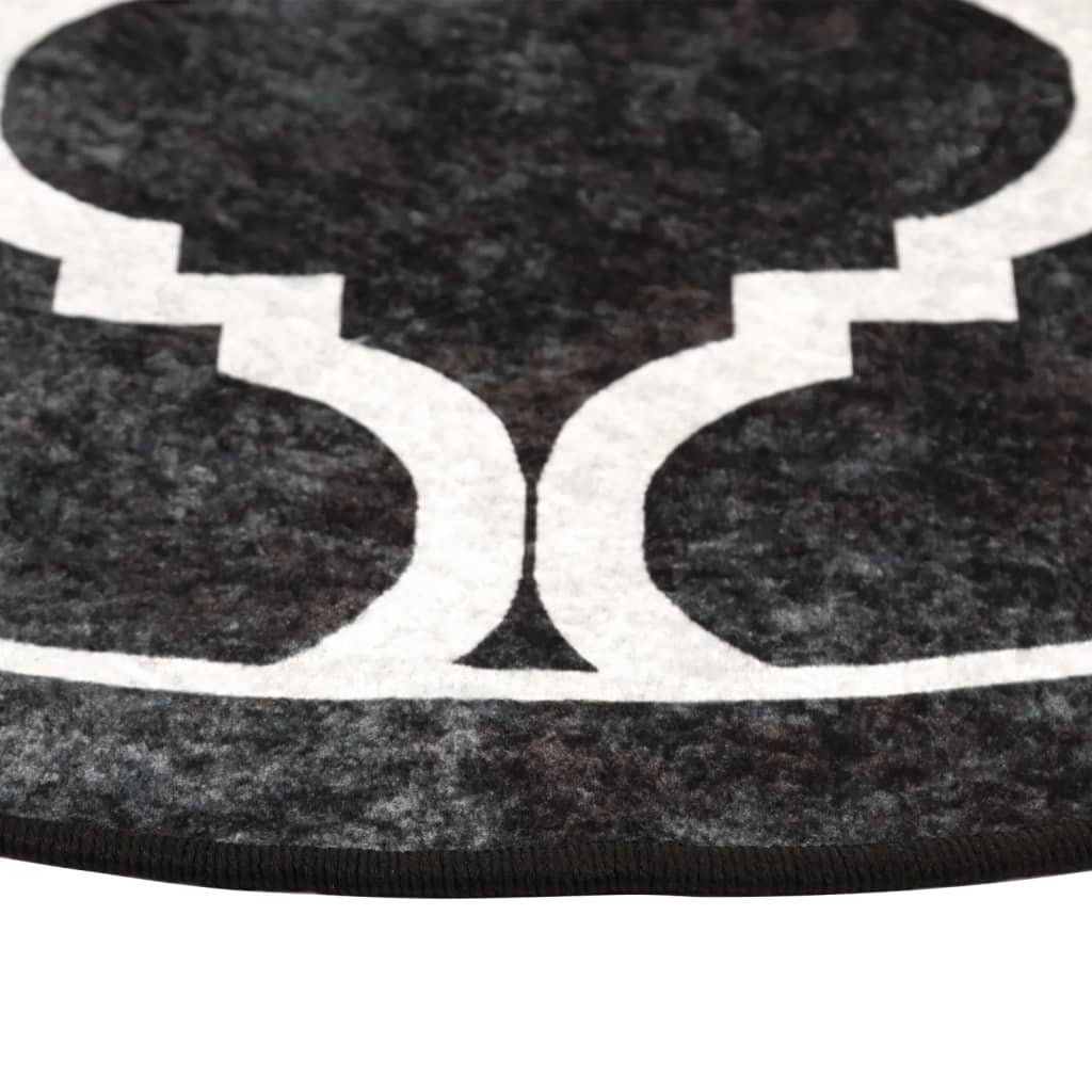 Tappeto Lavabile Nero e Bianco Ã˜ 120 cm Antiscivolo