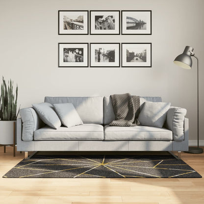 Tappeto Lavabile Nero e Oro 80x150 cm Antiscivolo