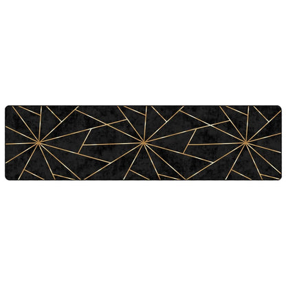 Tappeto Lavabile Nero e Oro 80x300 cm Antiscivolo