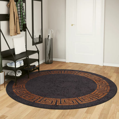 Tappeto Lavabile Nero e Oro Ã˜ 200 cm Antiscivolo