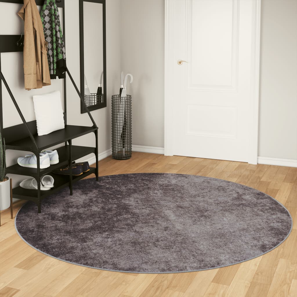 Tappeto Lavabile Grigio Ã˜ 200 cm Antiscivolo
