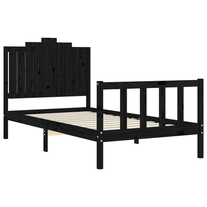 Giroletto con Testiera Nero 100x200 cm in Legno Massello