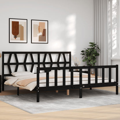 Giroletto con Testiera Nero Super King Size Legno Massello