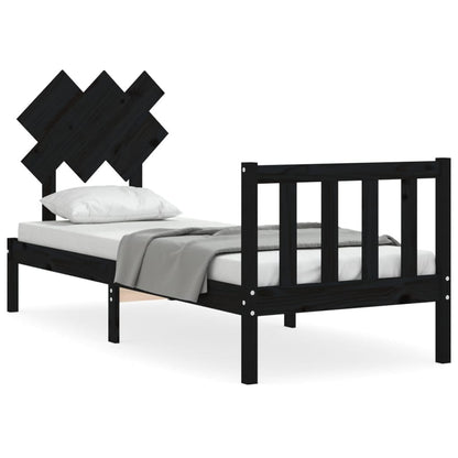 Giroletto con Testiera Nero Small Single in Legno Massello
