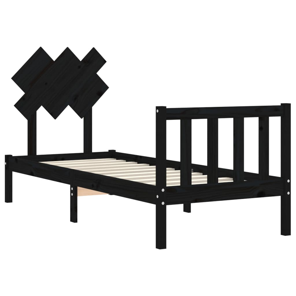 Giroletto con Testiera Nero Small Single in Legno Massello
