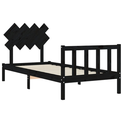 Giroletto con Testiera Nero Single in Legno Massello