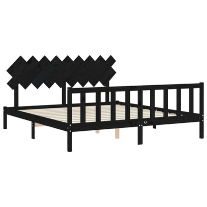 Giroletto con Testiera Nero Super King Size Legno Massello