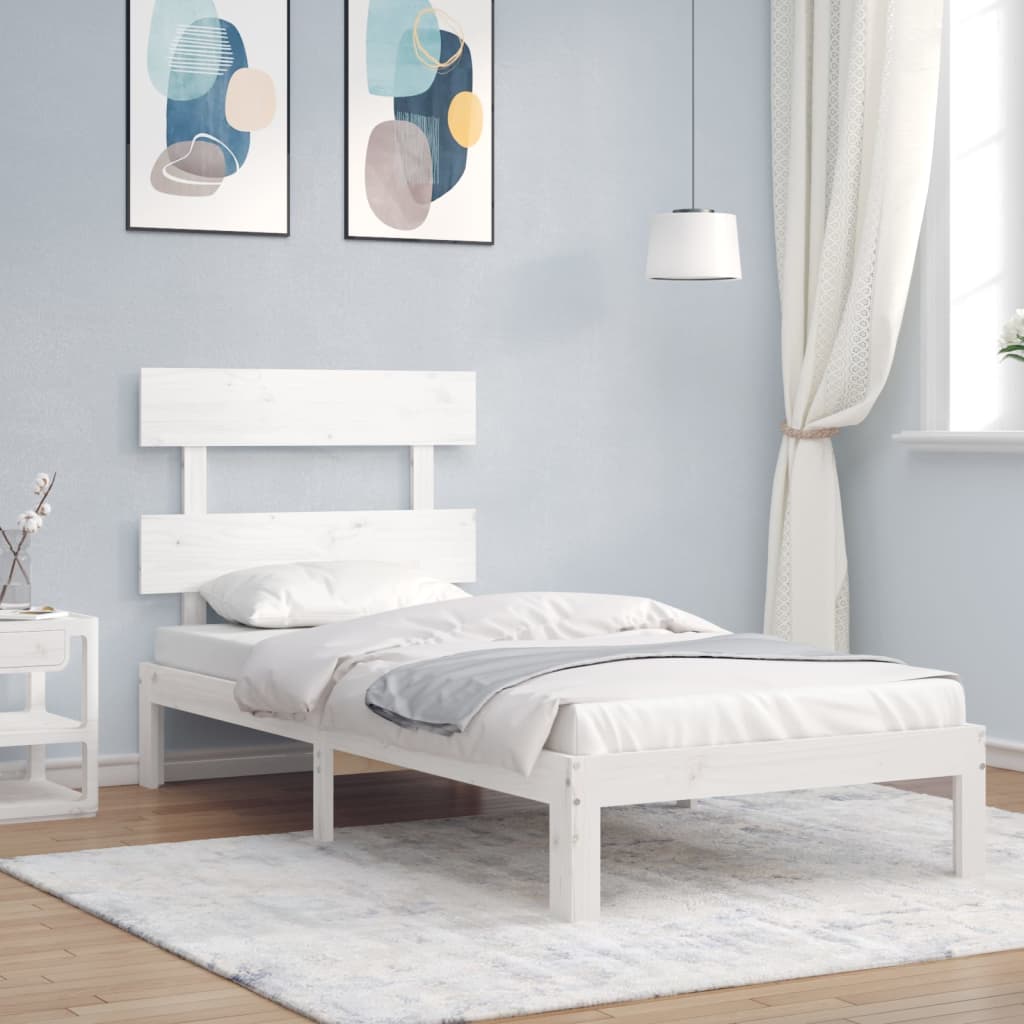 Giroletto senza Materasso Bianco 90x200 cm Legno Massello Pino