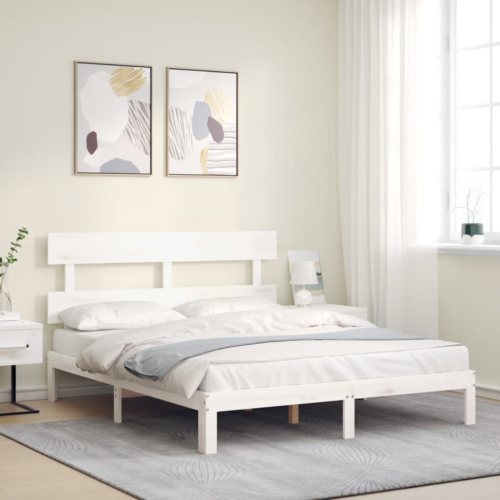 Giroletto senza Materasso Bianco 160x200 cm Legno Massello Pino