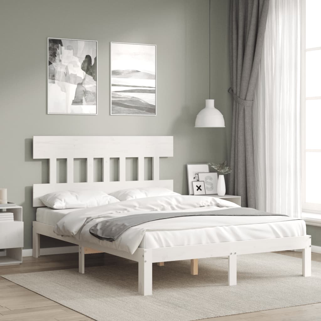 Letto senza Materasso Bianco 140x190 cm Legno Massello di Pino