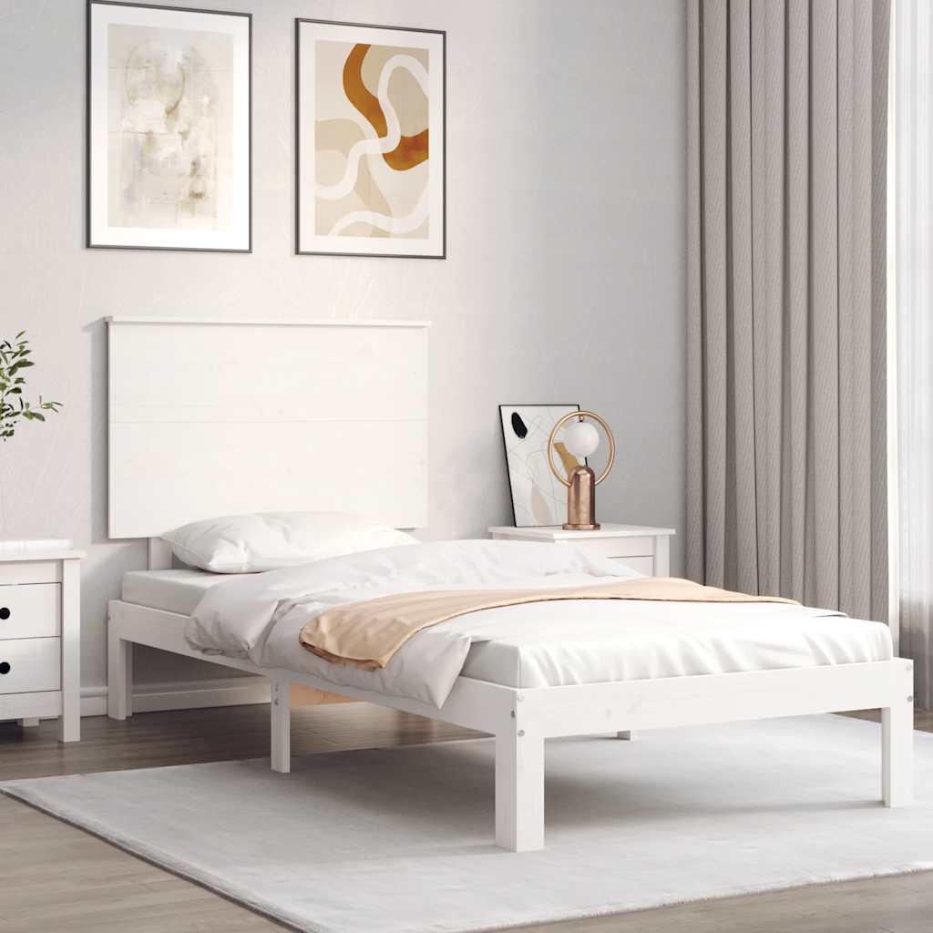 Giroletto con Testiera Bianco Single in Legno Massello