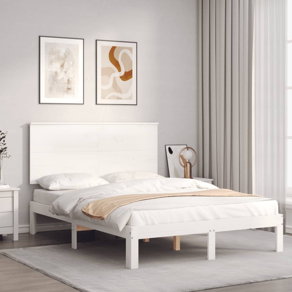 Letto senza Materasso Bianco 140x190 cm Legno Massello di Pino