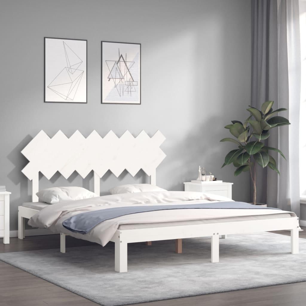 Giroletto senza Materasso Bianco 160x200 cm Legno Massello Pino