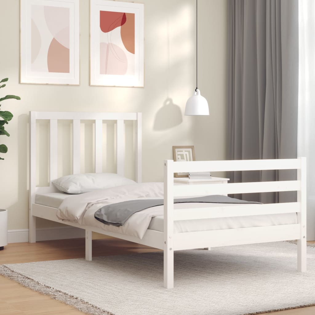 Giroletto senza Materasso Bianco 100x200 cm Legno Massello Pino