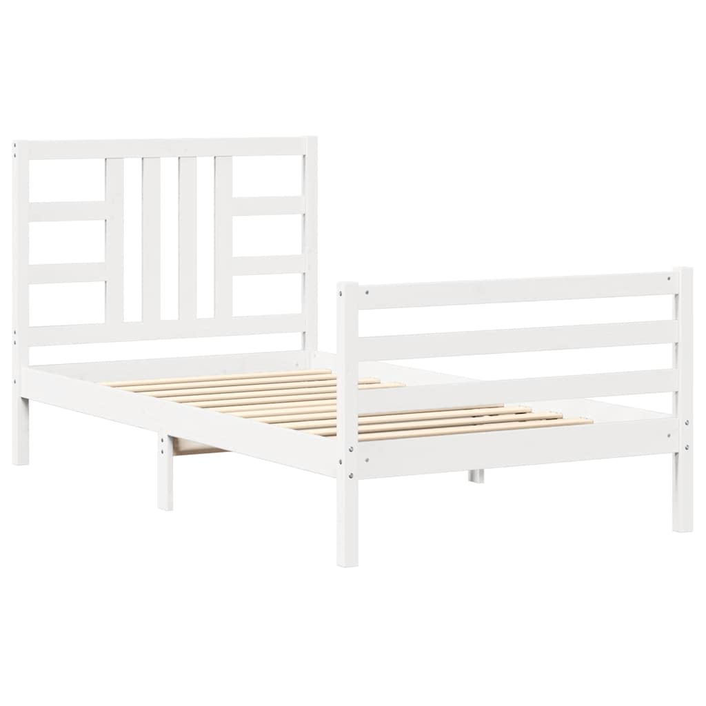 Giroletto senza Materasso Bianco 100x200 cm Legno Massello Pino