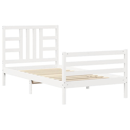 Giroletto senza Materasso Bianco 100x200 cm Legno Massello Pino