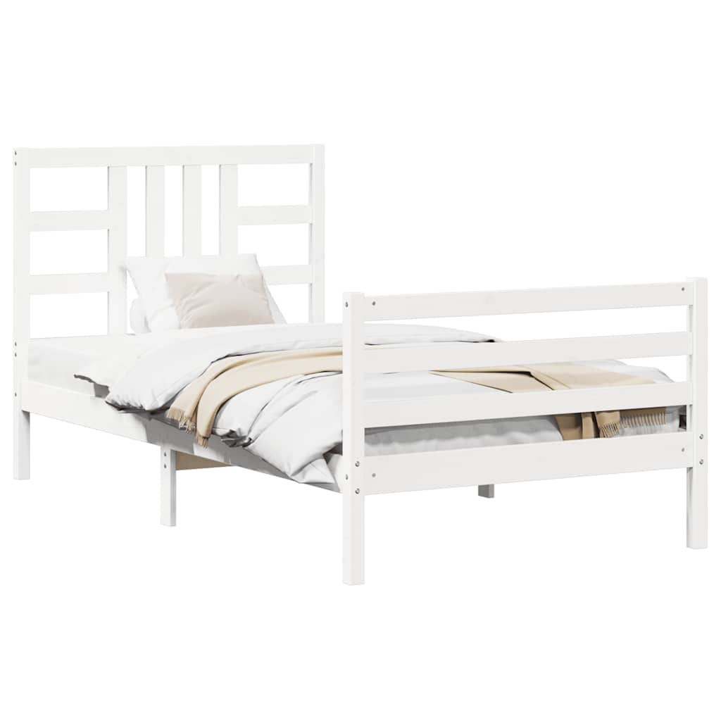 Giroletto senza Materasso Bianco 100x200 cm Legno Massello Pino