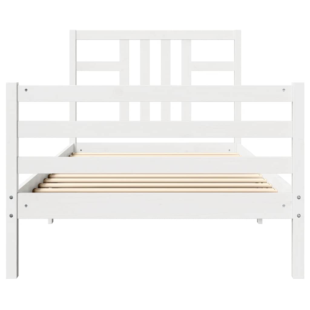 Giroletto senza Materasso Bianco 100x200 cm Legno Massello Pino