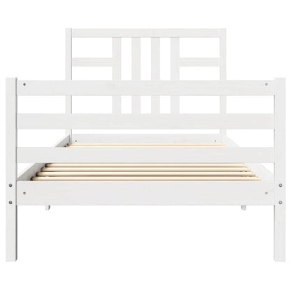 Giroletto senza Materasso Bianco 100x200 cm Legno Massello Pino