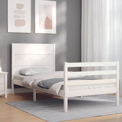 Giroletto con Testiera Bianco 100x200 cm in Legno Massello