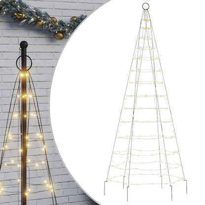 Albero di Natale a LED su Pennone 200 LED Bianco Caldo 180 cm