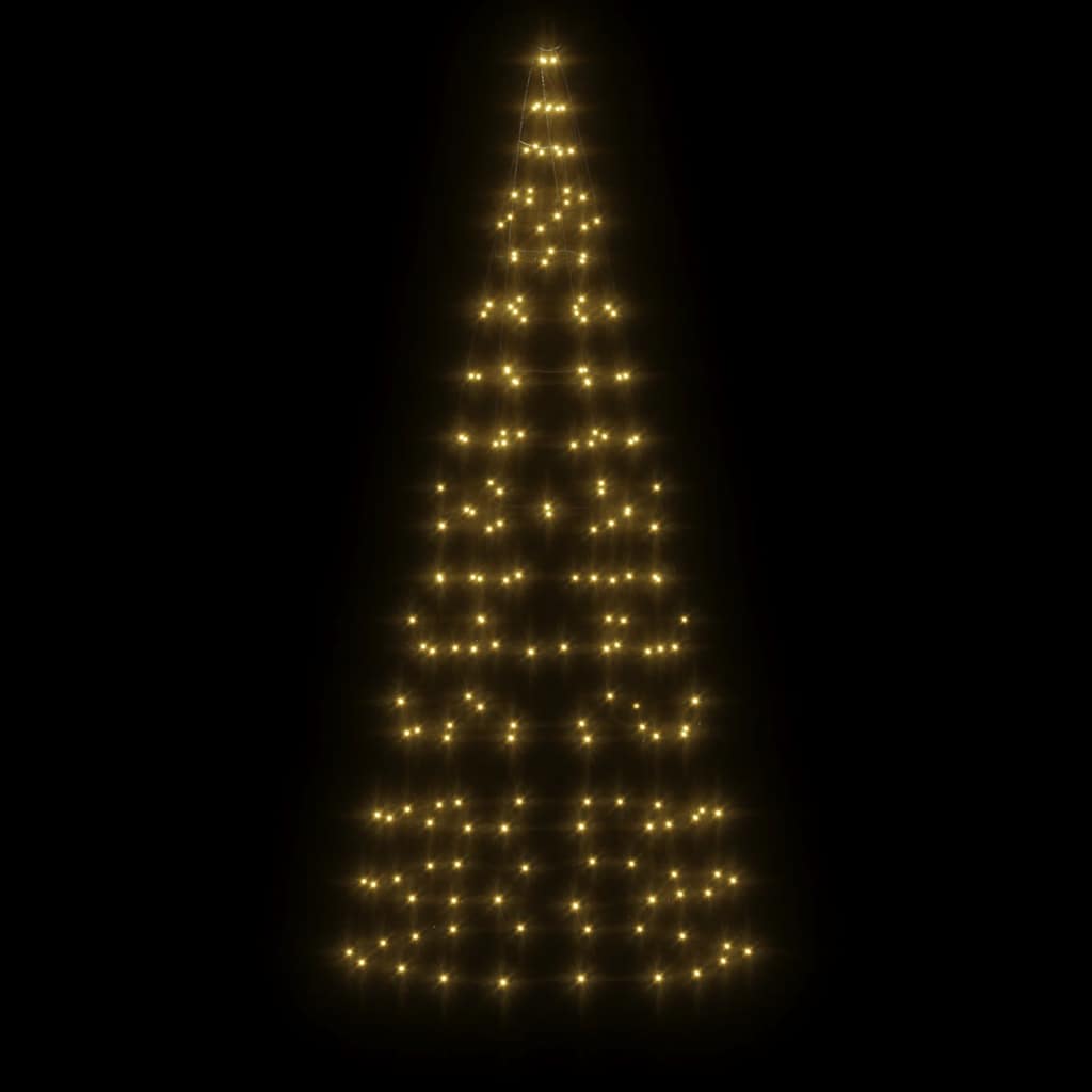 Albero di Natale a LED su Pennone 200 LED Bianco Caldo 180 cm