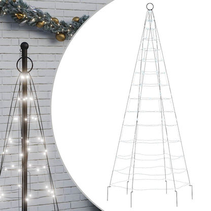 Albero di Natale a LED su Pennone 200 LED Bianco Freddo 180 cm