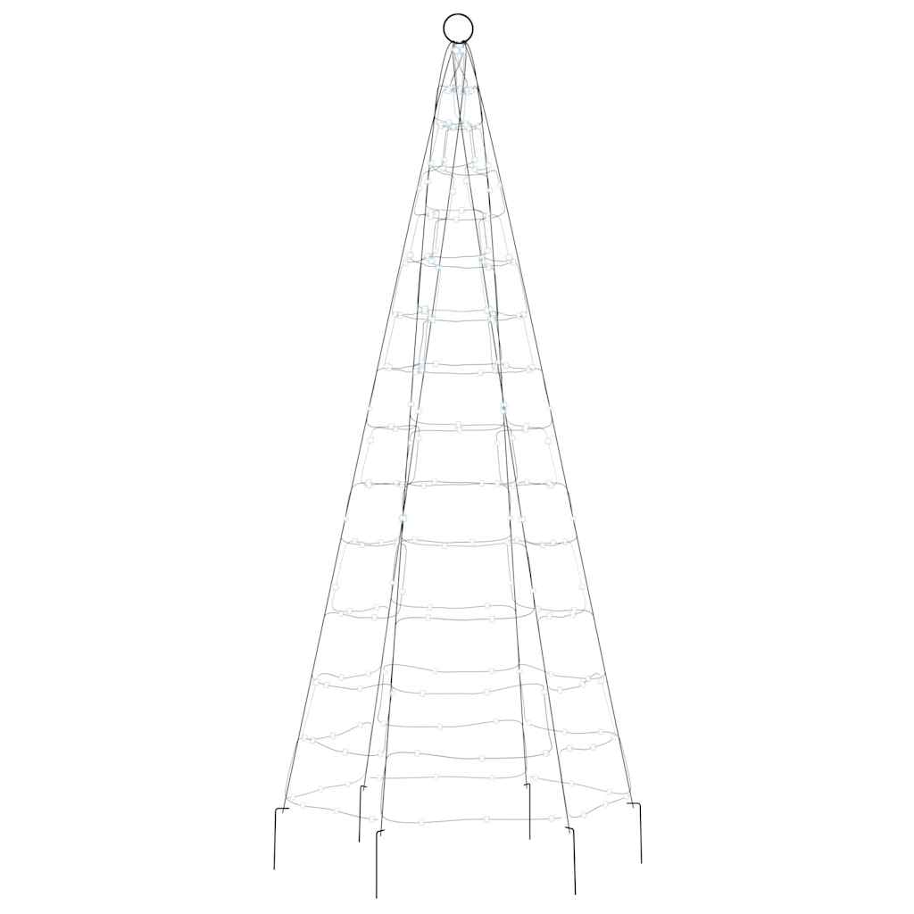Albero di Natale a LED su Pennone 200 LED Bianco Freddo 180 cm