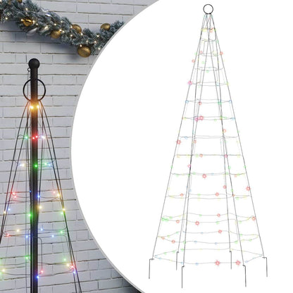 Albero di Natale a LED su Pennone 200 LED Colorato 180 cm