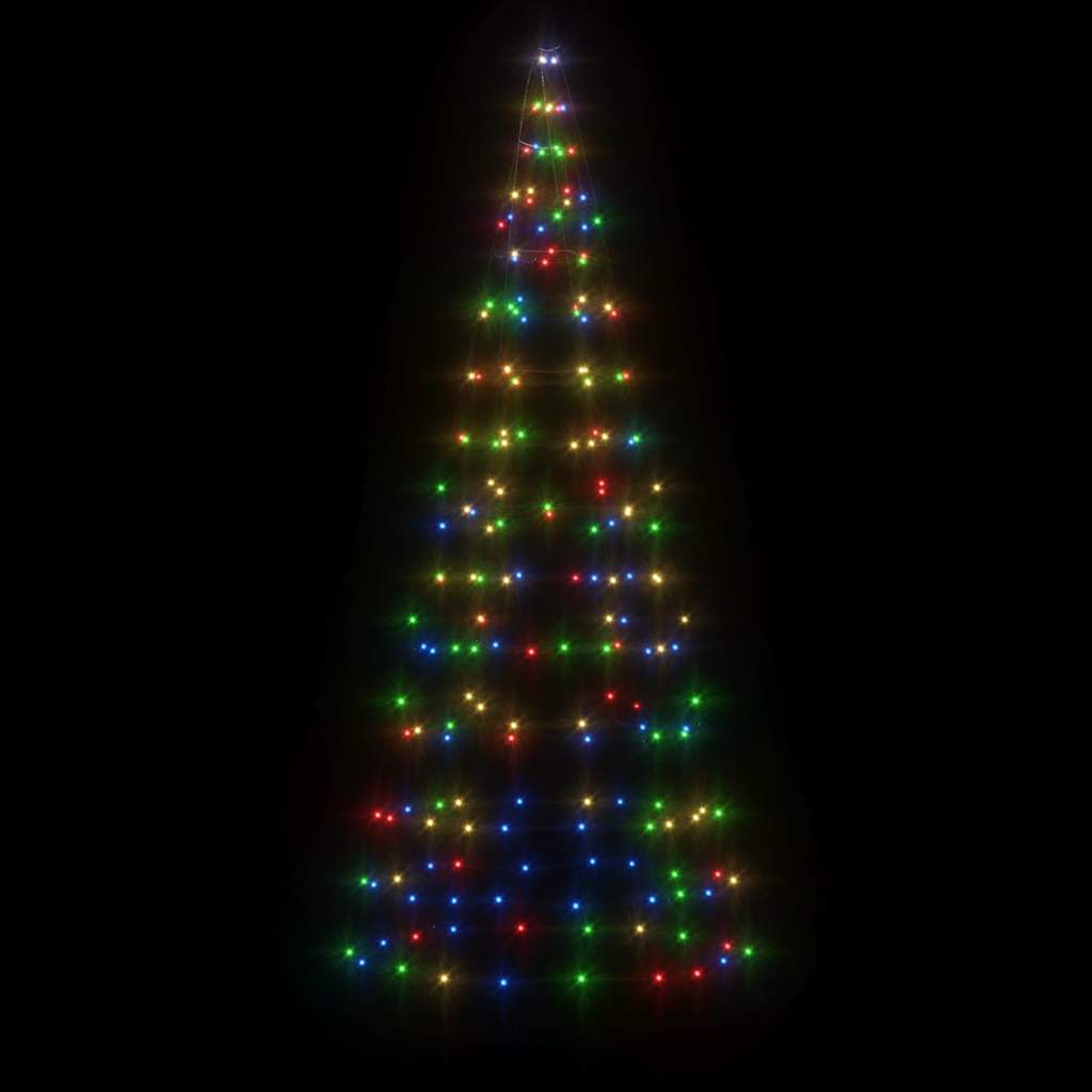 Albero di Natale a LED su Pennone 200 LED Colorato 180 cm