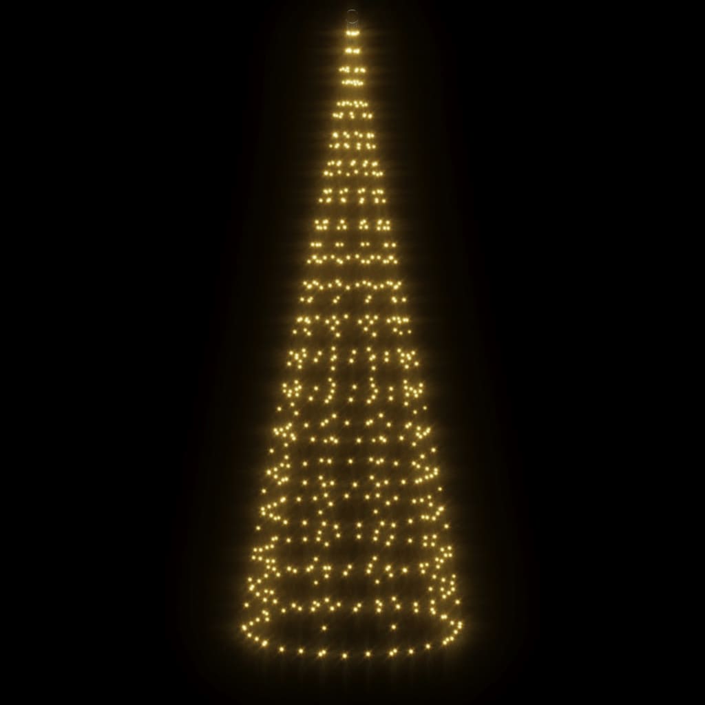 Albero di Natale a LED su Pennone 550 LED Bianco Caldo 300 cm