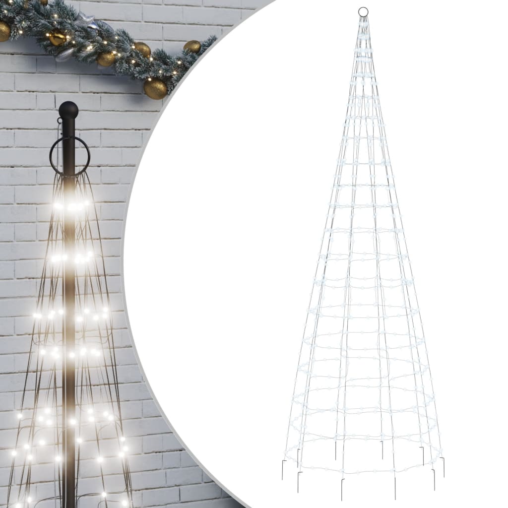 Albero di Natale a LED su Pennone 550 LED Bianco Freddo 300 cm