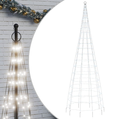 Albero di Natale a LED su Pennone 550 LED Bianco Freddo 300 cm