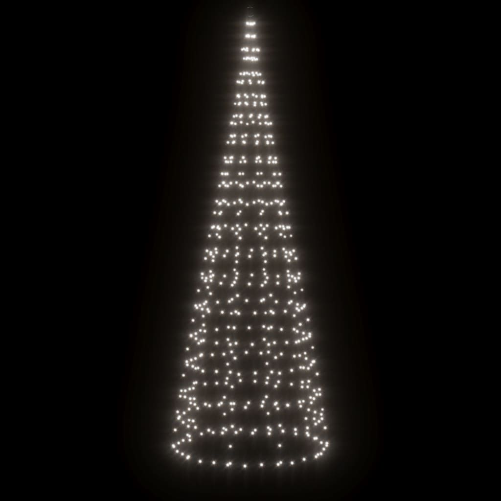 Albero di Natale a LED su Pennone 550 LED Bianco Freddo 300 cm