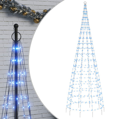 Albero di Natale a LED su Asta della Bandiera 550 LED Blu 300cm