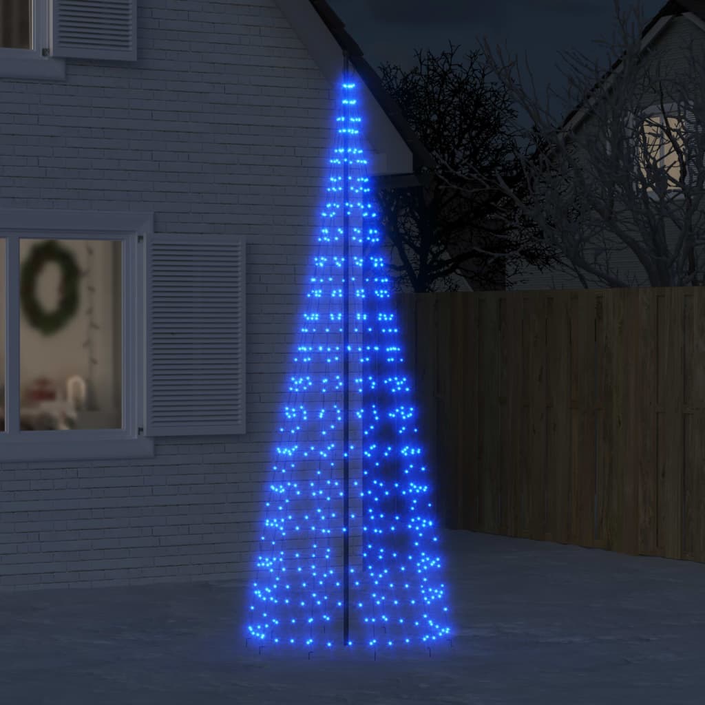 Albero di Natale a LED su Asta della Bandiera 550 LED Blu 300cm