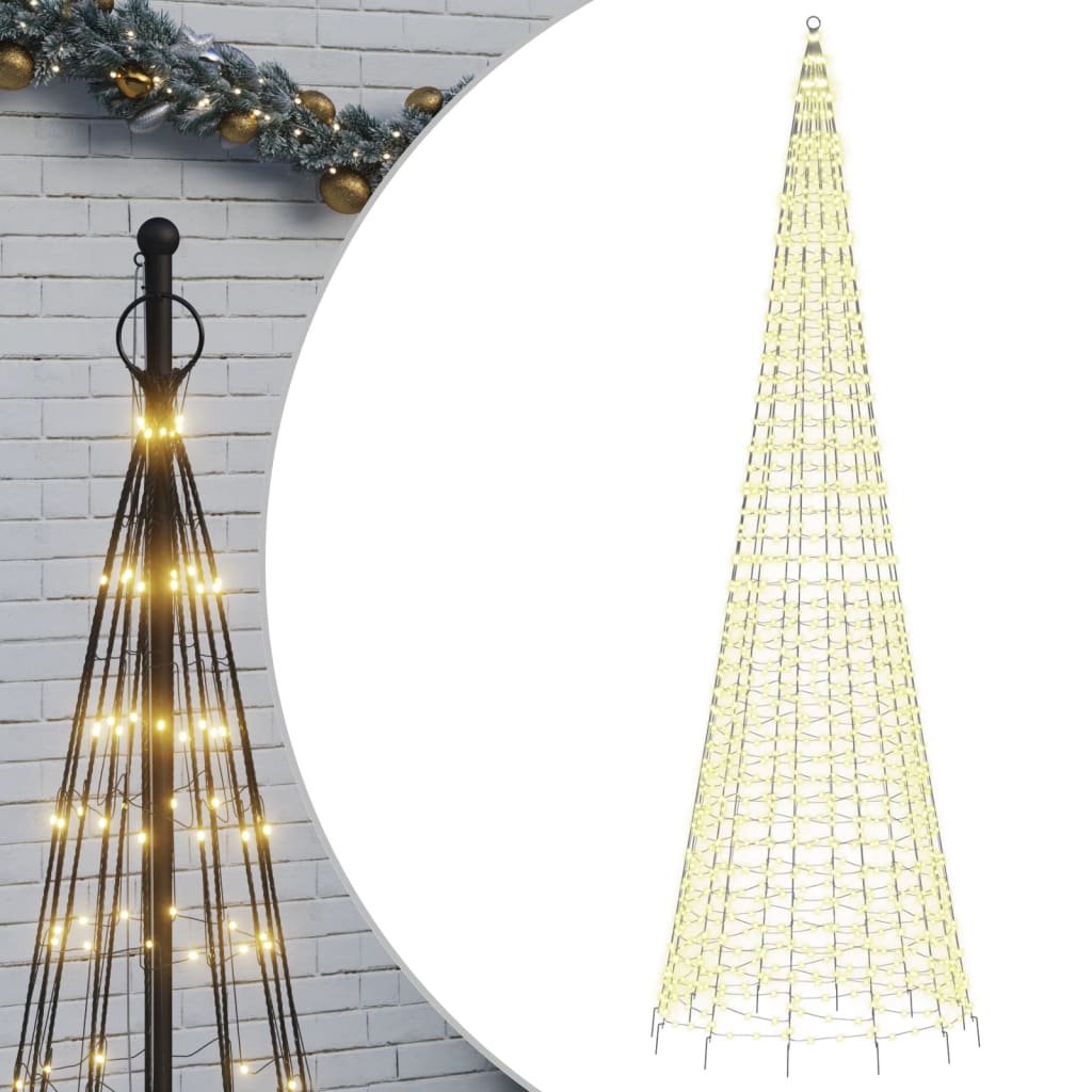 Albero di Natale a LED su Pennone 1534 LED Bianco Caldo 500 cm