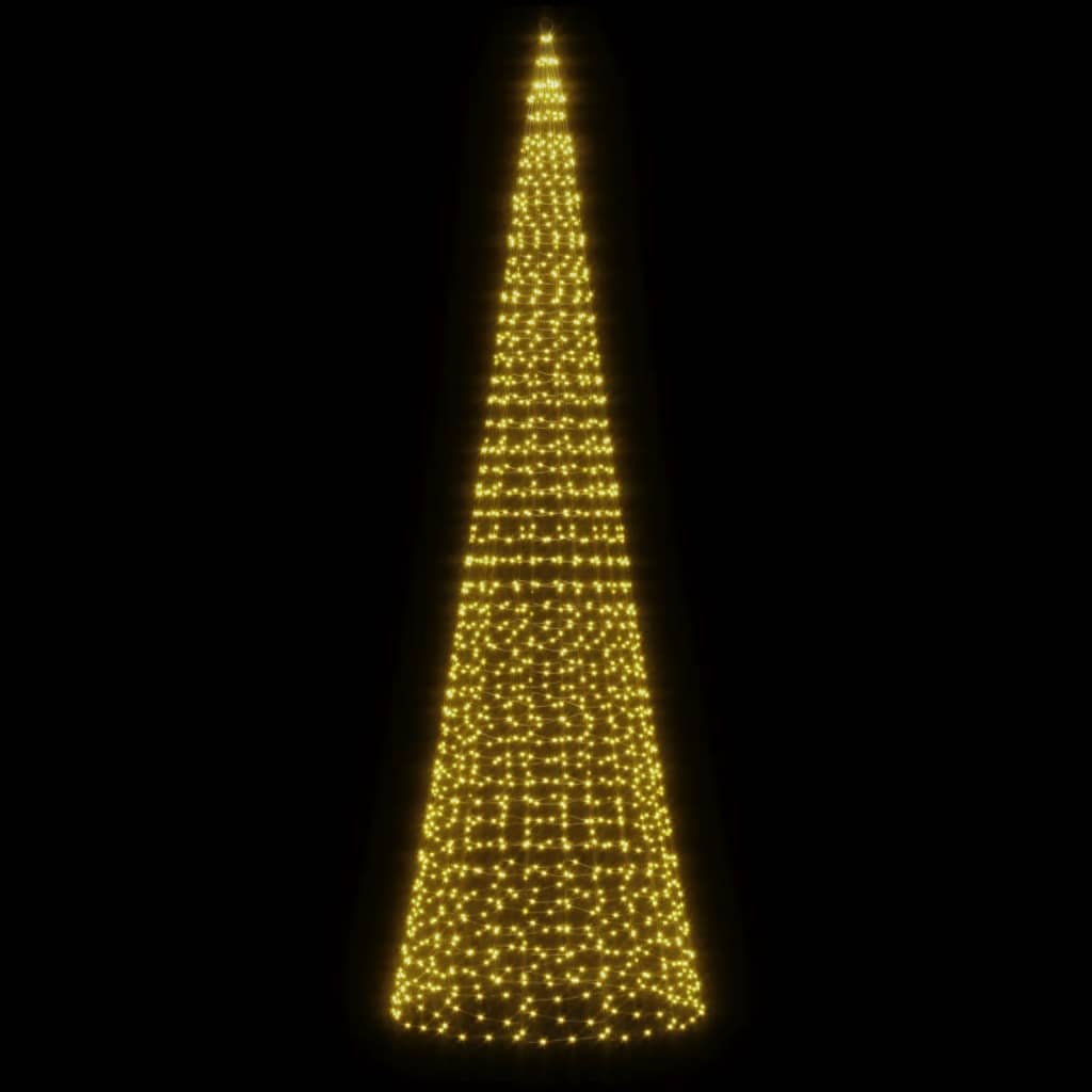 Albero di Natale a LED su Pennone 1534 LED Bianco Caldo 500 cm