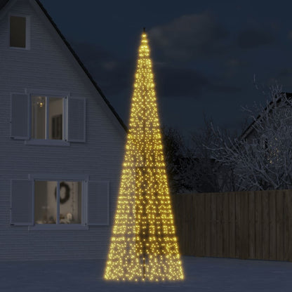Albero di Natale a LED su Pennone 1534 LED Bianco Caldo 500 cm