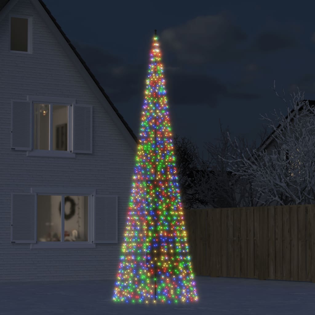 Albero di Natale a LED su Pennone 1534 LED Colorato 500 cm