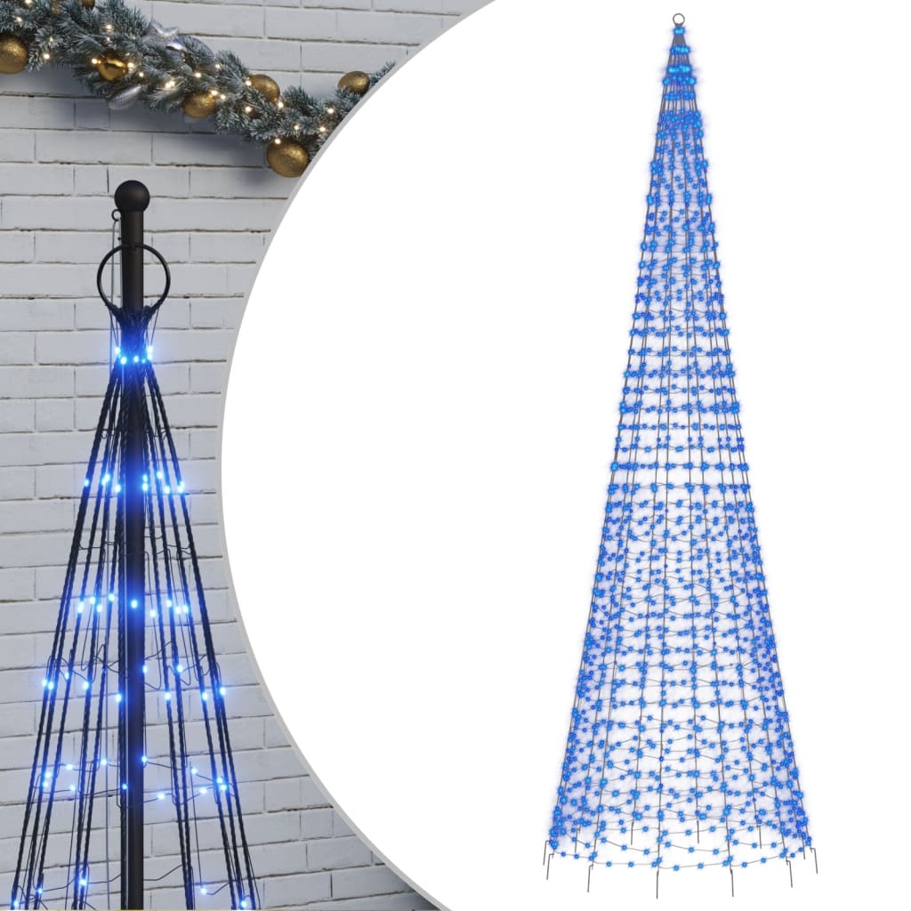 Albero di Natale a LED su Pennone 1534 LED Blu 500 cm