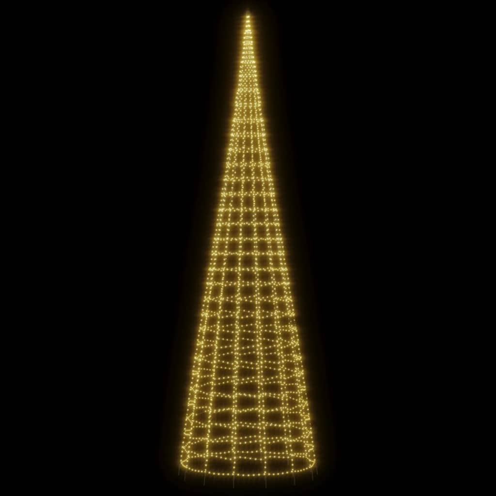 Albero di Natale a LED su Pennone 3000 LED Bianco Caldo 800 cm
