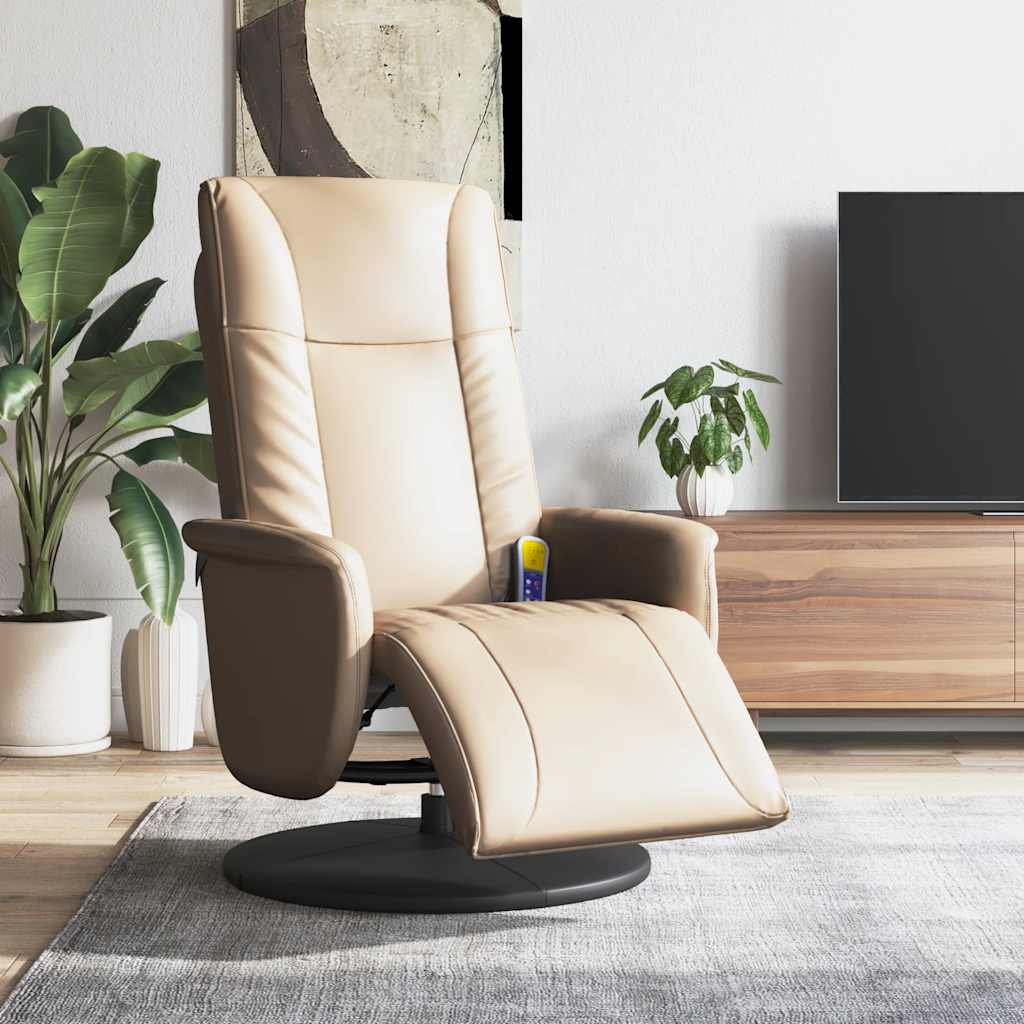 Poltrona Reclinabile Massaggi Poggiapiedi Cappuccino Similpelle