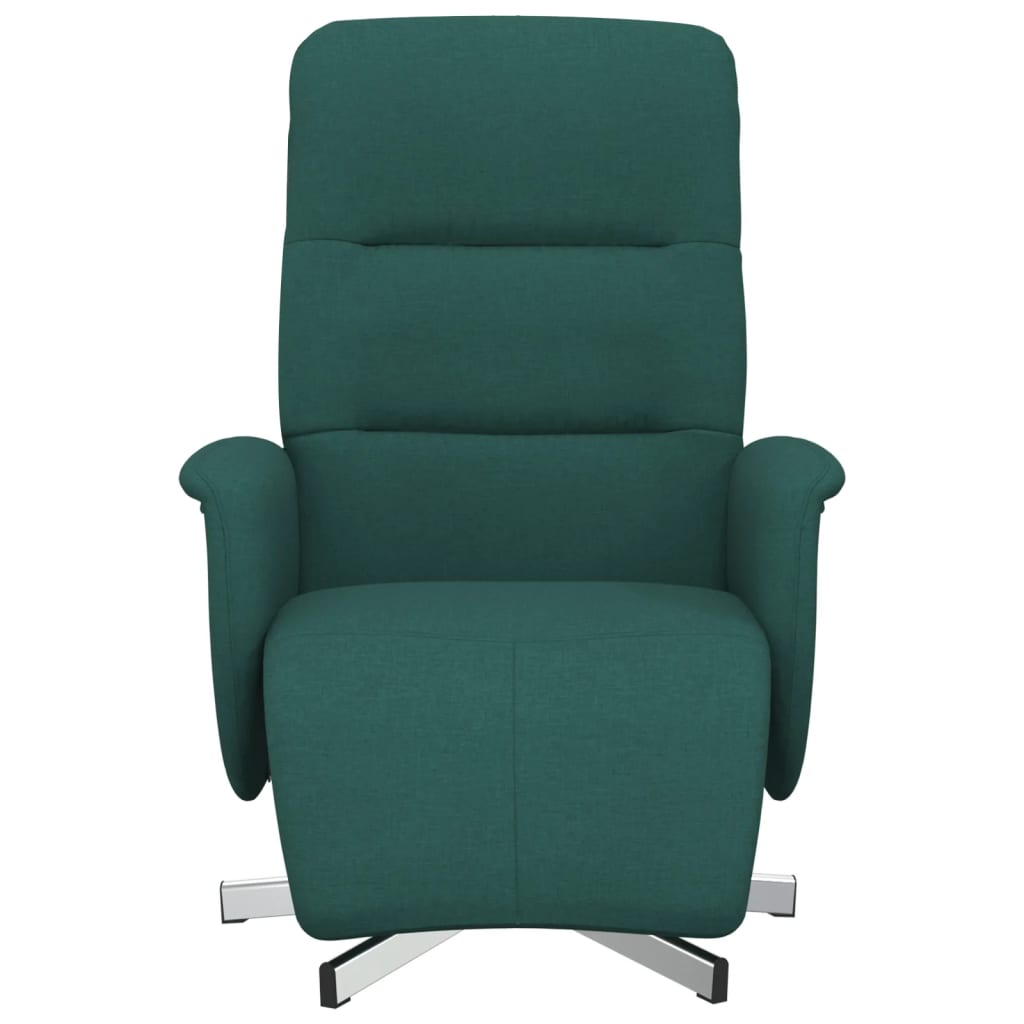 Poltrona Reclinabile con Poggiapiedi Verde Scuro in Tessuto