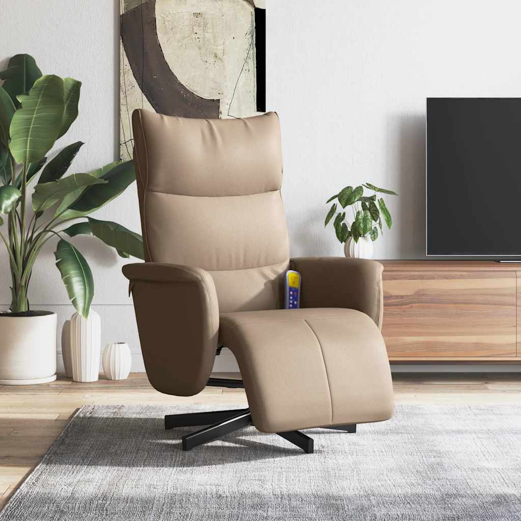 Poltrona Reclinabile Massaggi Poggiapiedi Cappuccino Similpelle