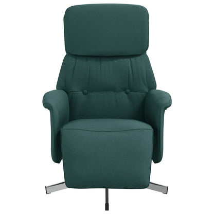 Poltrona Reclinabile con Poggiapiedi Verde Scuro in Tessuto
