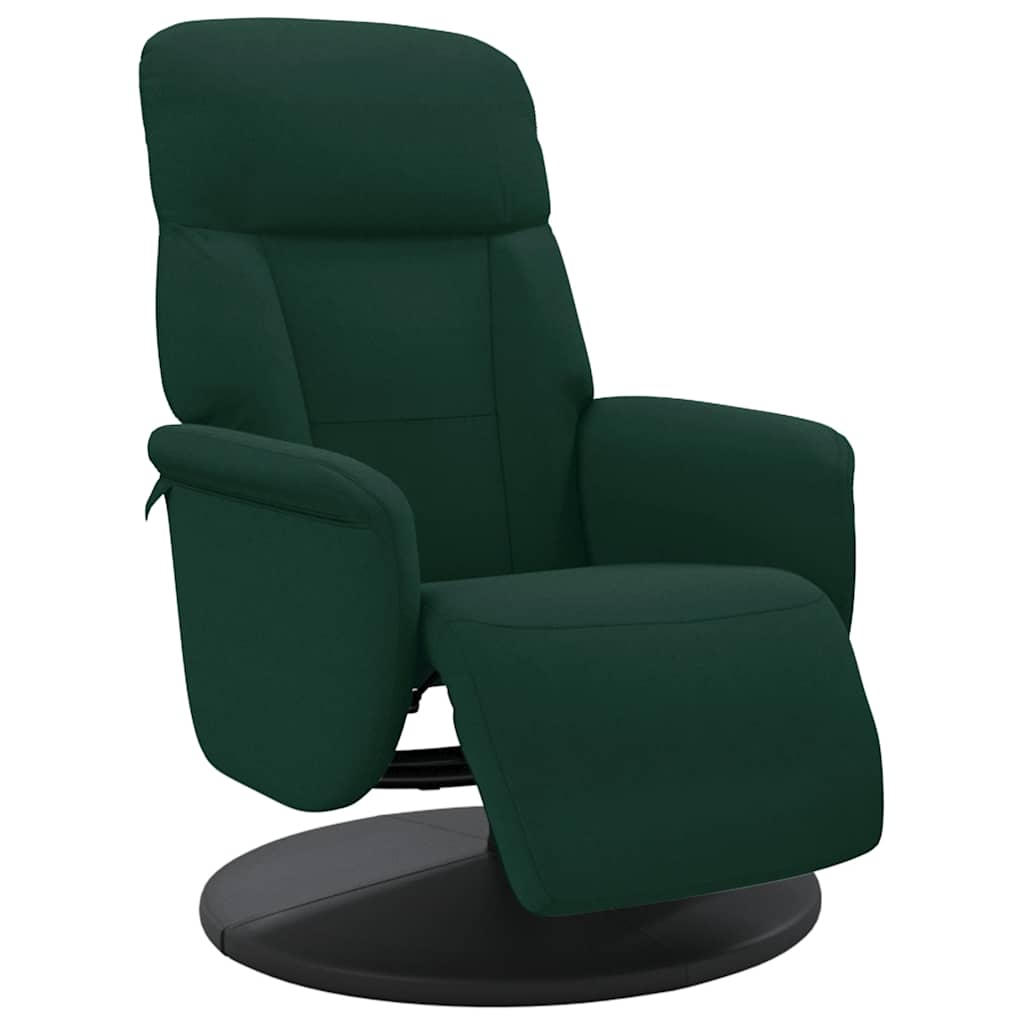 Poltrona Reclinabile con Poggiapiedi Verde Scuro in Velluto