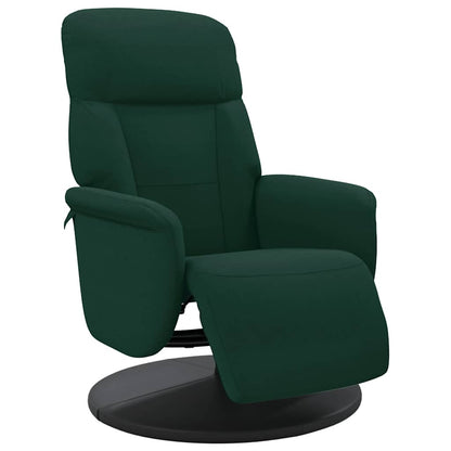 Poltrona Reclinabile con Poggiapiedi Verde Scuro in Velluto