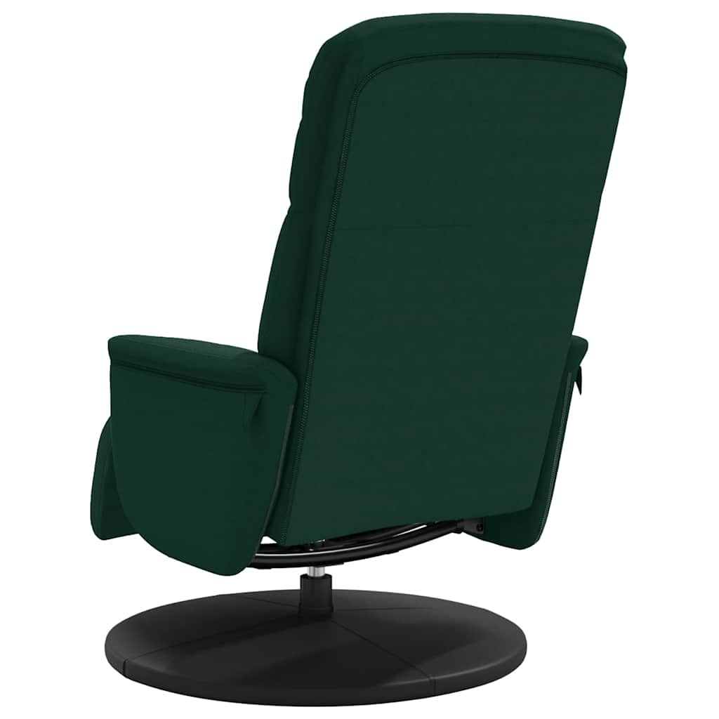 Poltrona Reclinabile con Poggiapiedi Verde Scuro in Velluto